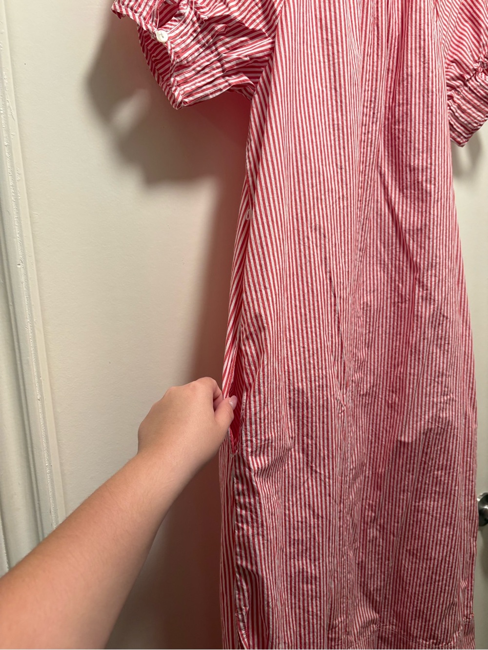 J. Crew Red and White Stripe Button-Front Maxi Dress - Picture 6 of 9